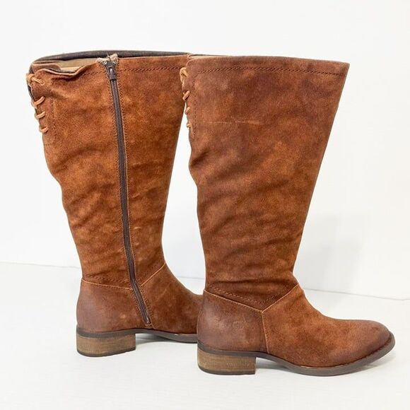 Born Hayden NWB Sz 8W Extended Calf Rust Tobacco Distressed Leather Knee High Bo - Picture 5 of 13